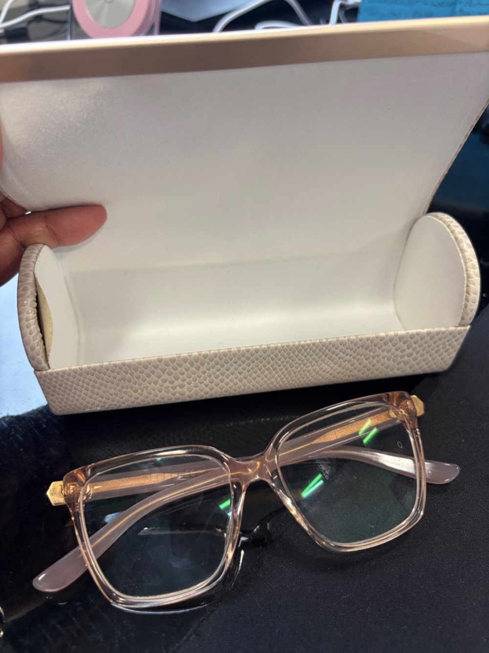 Jimmy Choo Translucent Light Pink Cat-Eye Glasses - Picture 8 of 8